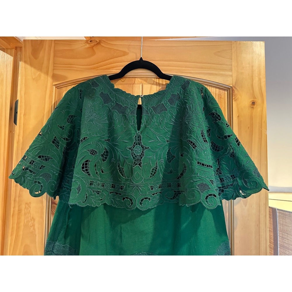 Tuckernuck x Sea New York Green Ceci Embroidery Capelet Mini Dress Scalloped NWT - Picture 7 of 9